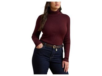 Lauren Ralph Lauren Plus Size Turtleneck Sweater Womens Sweater Dark Garnet : 3X, Cotton/Modal/Nylon