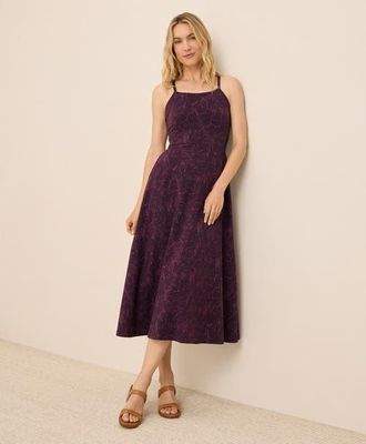 Pact Organic Cotton Fit & Flare Midi Dress in Garden Sketches at Nordstrom, Size Xx-Small