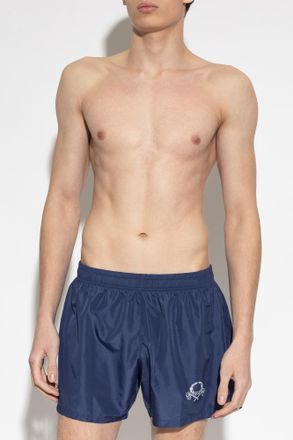 Moschino Swim Shorts With Logo, Mens, Navy Blue