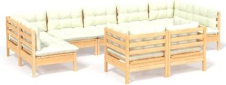 vidaXL Muebles De Jard&iacute;n 9 Piezas Y Cojines Madera Maciza De Pino Vidaxl