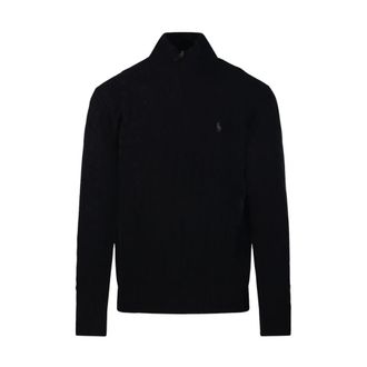 Ralph Lauren Jersey de punto con cremallera y logo de pony bordado - Knitwear - Hombre - Negro - L