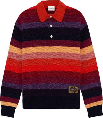Dr&ocirc;le de Monsieur Chenille Striped Long Sleeve Polo Horse Multico