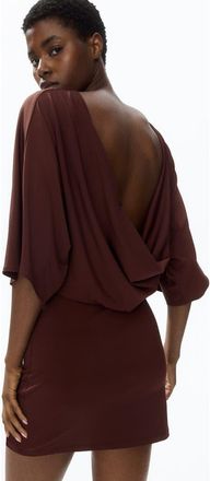 H&M Cape-sleeved Low-back Dress in Dark Brown at Nordstrom, Size X-Small