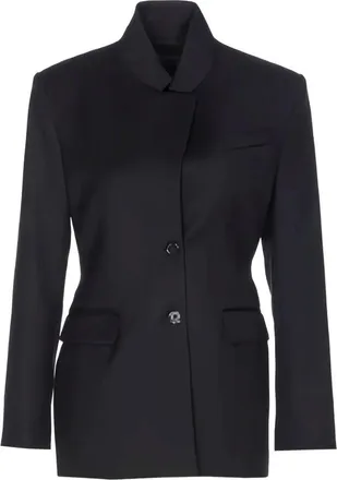 Pinko Structured Black Wool And Polyester Jacket With High Collar