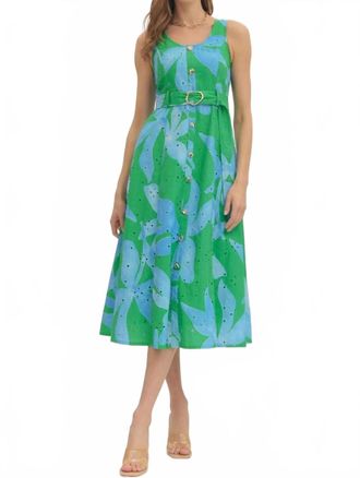 Entro Eyelet With Belt Dress In Blue Lagoon