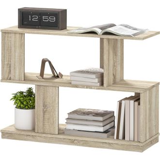 HOMCOM Tavolino da Caff&egrave; Moderno a S con 4 Ripiani 90x30x61 cm Legno