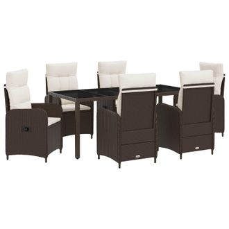 vidaXL Juego De Comedor Para Exteriores 7 Uds. Marr&oacute;n Y Crema Blanca Vidaxl