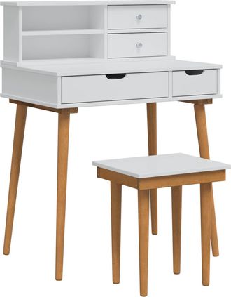 vidaXL Conjunto De Mesa De Tocador Fauske 3 Uds. Blanco Vidaxl