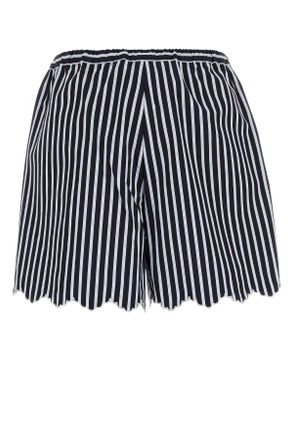 Patou Womens Embroidered Cotton Shorts Navystripes Exterior: Bermuda