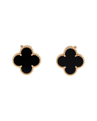 Van Cleef & Arpels 18K Gold Vintage Alhambra Earrings 18K Yellow Gold And Onyx (Authentic Pre-Loved)