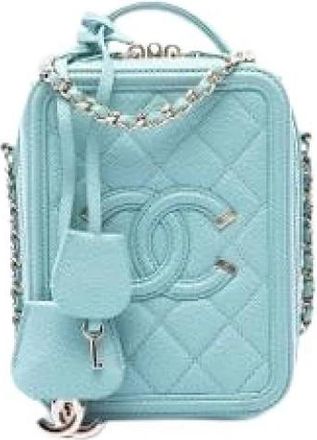 Chanel Pre-owned Satchel - Dames - Vintage Schoudertas - Blauw - ONE Size - Leer - Vintage