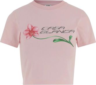Casablanca Cotton T-shirt - Dames - T-shirts - Roze - XS - Katoen - Tops