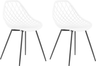 Beliani Beliani - Conjunto De 2 Sillas De Comedor Blanco Negro Material Sint&eacute;tico Respaldo Red Canton