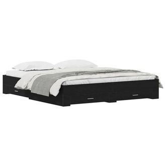 Berkfield Home Elegant Bed Frame with Drawers Black Oak 180x200 cm Engineered Wood