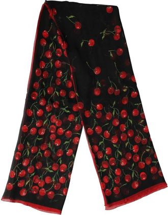 Dolce & Gabbana Zijden Sjaal met Kersenprint - Dames - Zijden sjaals - Veelkleurig - ONE Size - Accessoires