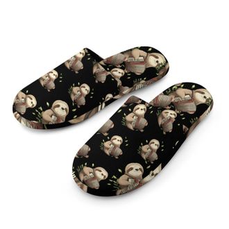 Generic Sloth Playing Accordion Mens Cozy Memory Foam Slippers Warm Cotton House Shoes Comfy Slipper for Indoor Outdoor