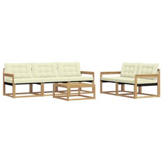 vidaXL Conjunto De Sof&aacute;s De Exterior 6 Pcs Blanco Y Crema Vidaxl