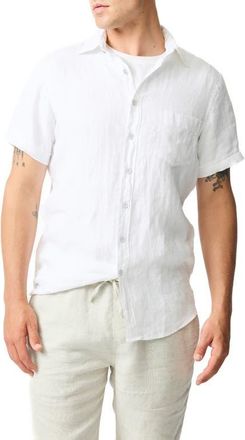 Rodd & Gunn Palm Beach Sports Fit Short Sleeve Linen Button-Up Shirt in Snow at Nordstrom, Size Xxx-Large