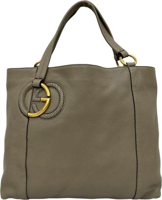 Gucci Gucci Interlocking Beige Leather Handbag Shoulder Bag Tote Bag (Pre-Owned)