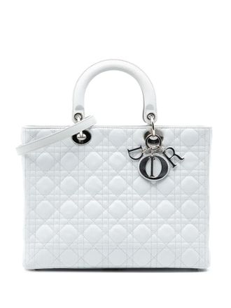 Dior 2011 Large Lambskin Cannage Lady Dior satchel - Wit