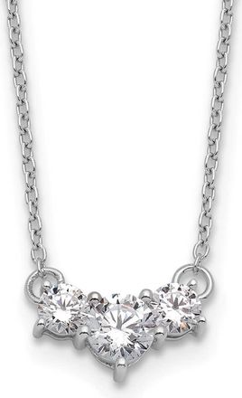 Diamond2Deal 14K White Gold 3/4 Ct Lab Grown Diamond 3 Stone Pendant Necklace 18 Clarity VS, Color G-H