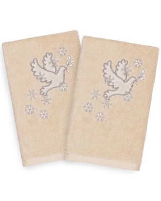 Linum Home Textiles Set Of 2 Christmas Dove Hand Towels