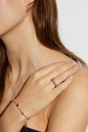 Jimmy Choo London Ring With Shimmering Crystals, Womens, Gold