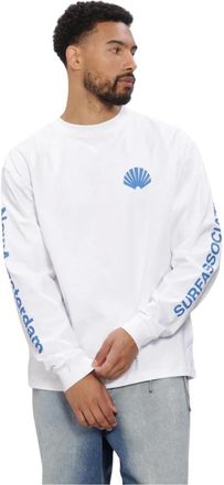 New Amsterdam Surf Association Tops, Heren, Wit, M, Exclusives Kleding Logo Long Sleeve