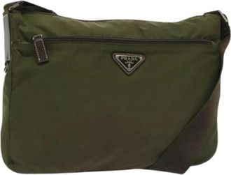 Prada Pre-owned Nylon prada-bags - Dames - Vintage Schoudertas - Groen - ONE Size - Nylon - Vintage