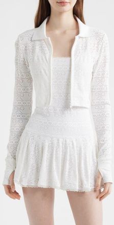 LoveShackFancy Tinker Pointelle Knit Jacket in True White at Nordstrom, Size Xx-Small