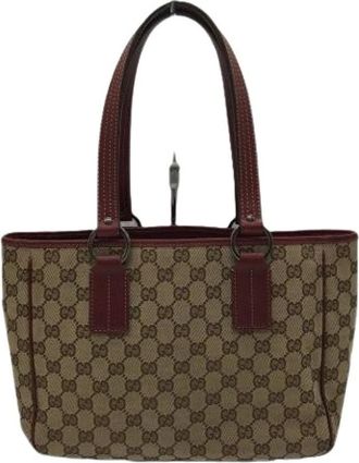 Gucci Pre-owned Tote Bags, female, Brown, Size: ONE SIZE Pre-owned Canvas Tote Bag