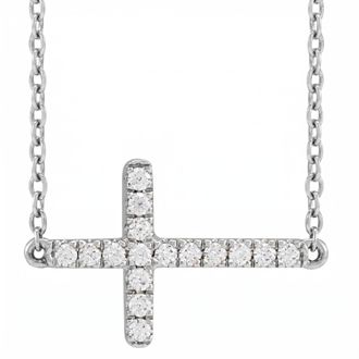 Pompeii3 Womens 1/4Ct Diamond Sideways Cross 14k Gold 18 Lab Grown