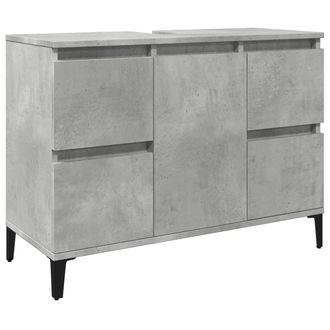 vidaXL Armario De Lavabo Madera Contrachapada Gris Hormig&oacute;n 80x33x60cm Vidaxl