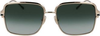 Ferragamo Gancini 57mm Modified Rectangular Sunglasses in Gold/Green Gradient at Nordstrom