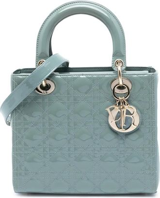 Dior Borsa a tracolla Lady Dior media con motivo Cannage e finitura lucida 2020 - Blu