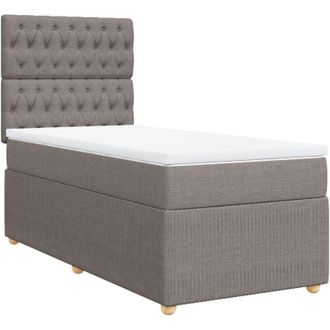 vidaXL Cama Box Spring Con Colch&oacute;n Tela Gris Taupe 80x200 Cm Vidaxl