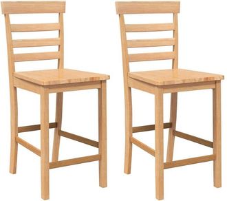 vidaXL Taburetes de bar 2 uds madera maciza natural caucho Vidaxl