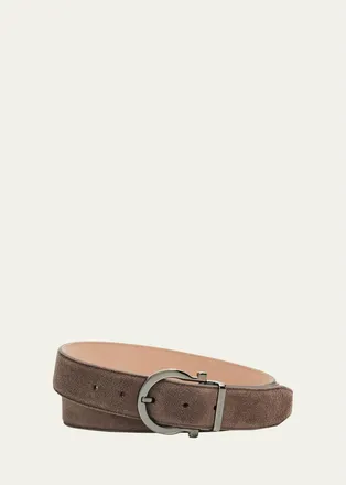 Ferragamo Mens Gancio-Buckle Reversible Leather Belt