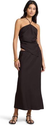 Onia Air Linen Midi Skirt in Espresso at Nordstrom, Size Small