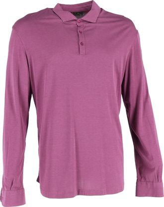 Loro Piana Pre-owned Mens Long Sleeve Polo Shirt in Purple Cotton - Burgundy - Size 3XL