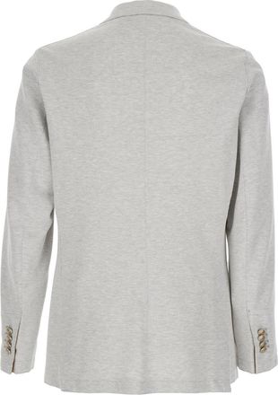 Eleventy Grey Double-breasted Jacket With Peak Revers And Rear English Vent In Viscose Blend Stretch Man