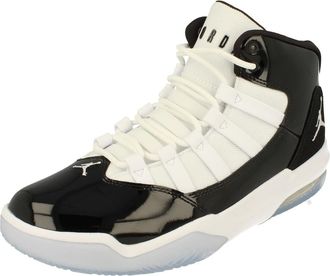 Nike Jordan Max Aura Mens Trainers Sneakers Basketball Shoes AQ9084 (Black/White-White 011) UK11 (EU46), Black White Light Blue