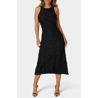 Bebe Sleeveless Lace A-Line Midi Dress in Black at Nordstrom Rack, Size X-Large