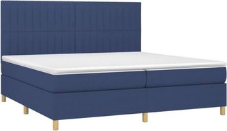vidaXL Vidaxl - Cama Box Spring Colch&oacute;n Y Luces Led Tela Azul 200x200 Cm