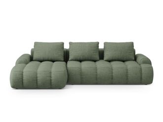 Cosmopolitan Design Sof&aacute; cama esquinero 3 plazas tejido estructural verde oliva oscuro