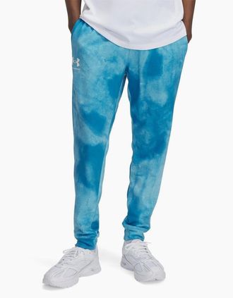 Under Armour Mens Rival Terry Tie Dye Patterned Joggers - Blue - Size: 32/30/31