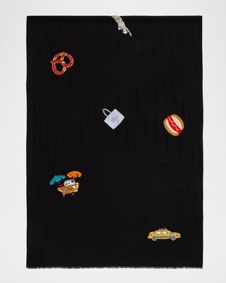 Janavi India New York Motif 7 Merino Wool Scarf