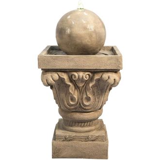 Teamson Home Fuente De Agua Con Luces Y Bomba Para Jard&iacute;n Y Exteriores, Fuente De Agua De Lavabo De Esfera De 2 Niveles, Adorno De Cascada Para Interiores, Decorac
