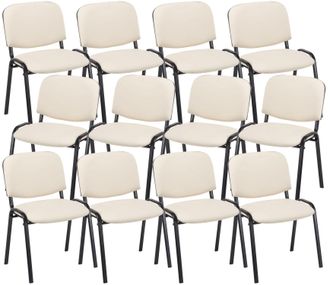 Clp Pack De 12 Sillas Confidente Ken En Simil Cuero Crema