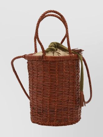 Dragon Diffusion woven bucket bag crossbody strap